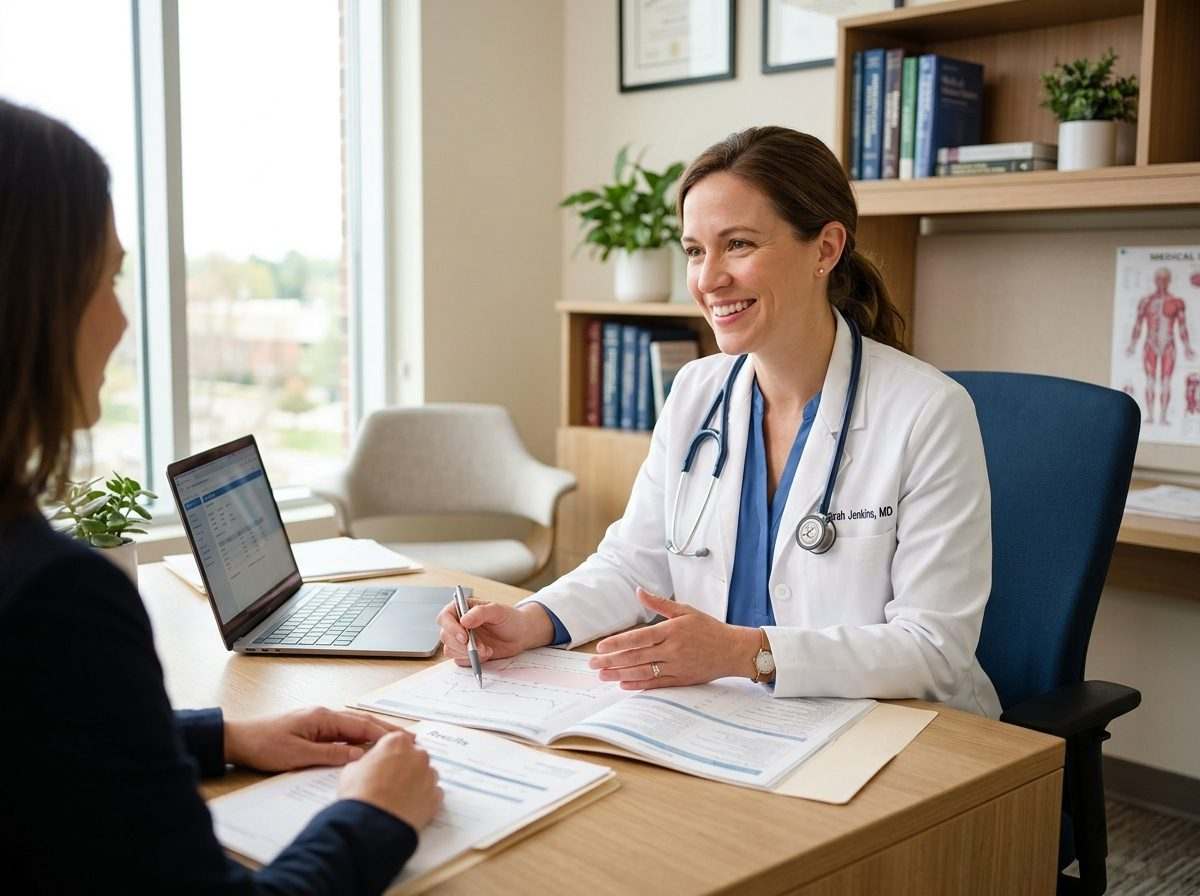 Doctor consulting with patient on CGM reports